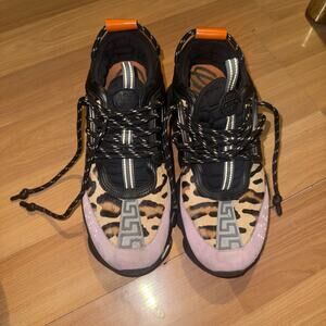 Size 42EU/9US - Versace Chain Reaction Pony Hair Leopard Sneakers🖤